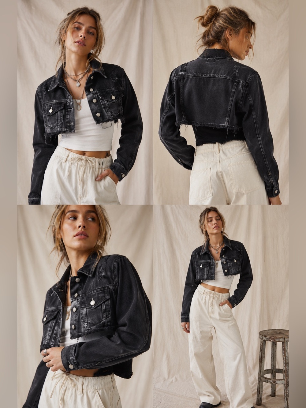 Divided Black Distressed Cropped Denim Jacket
